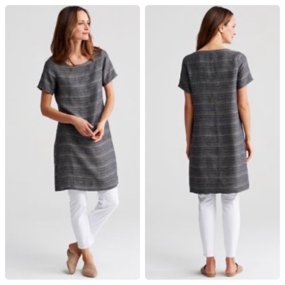Eileen Fisher Coastline Organic Linen Shift Dress Tunic Sz. XS - Picture 4 of 11